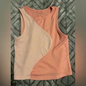 SHEIN Pink and Cream Asymmetrical Sleeveless Tank Top